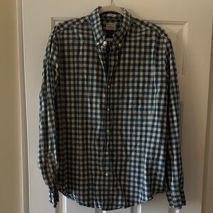 J. Crew Navy and Cream Plaid Button Down Shirt